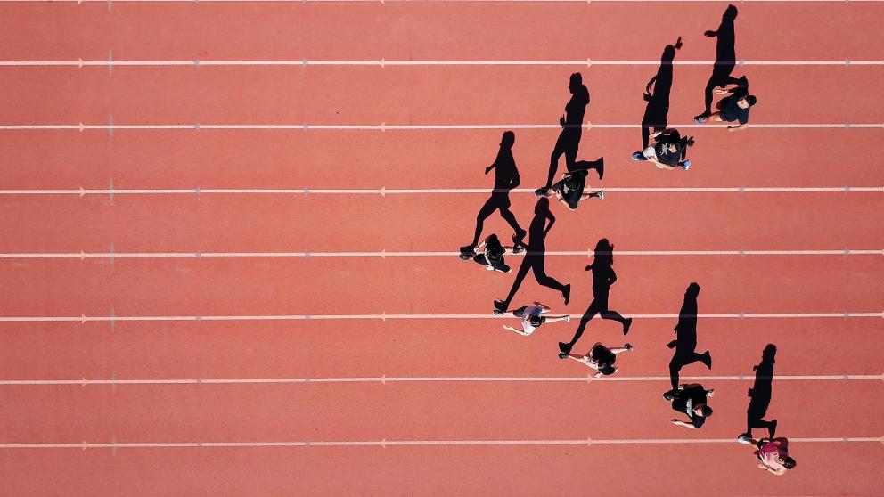Runners on a track