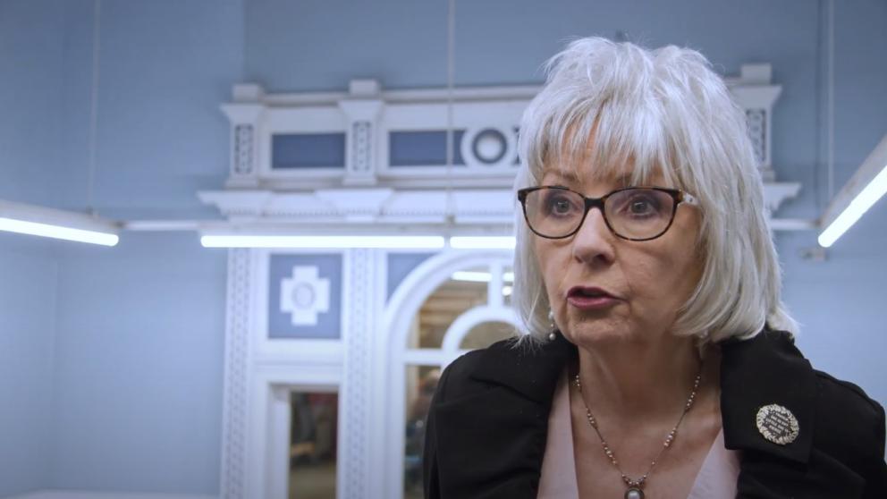 Charity director Bernadette Conlon speaks in the film