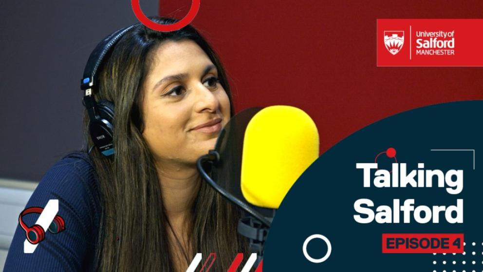 Amber Haque in the Talking Salford studio 