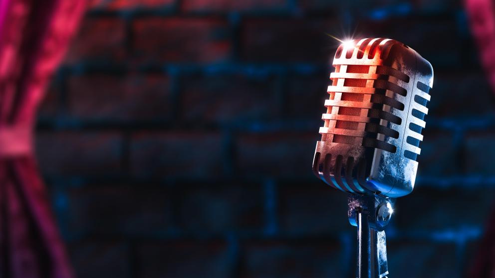 a mic with show background