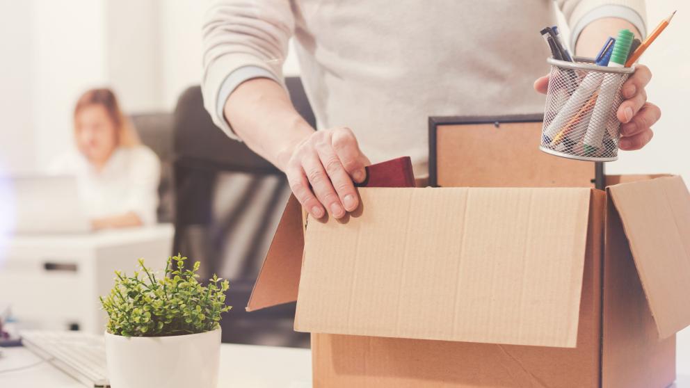 a man packing in a box banner 