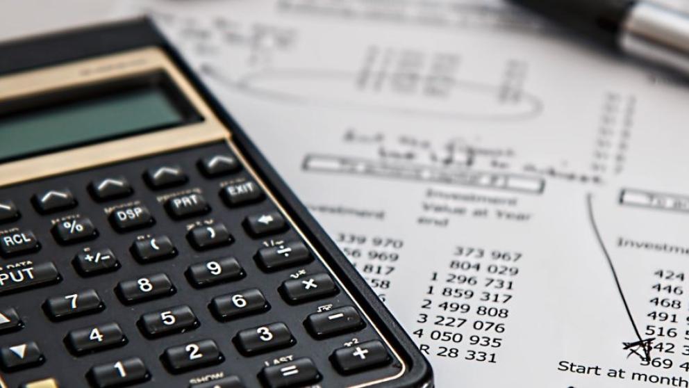 Calculator and budget planning sheet