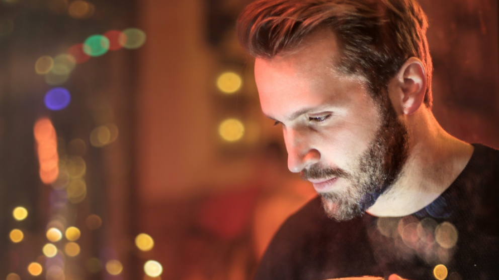 Man working in the evening