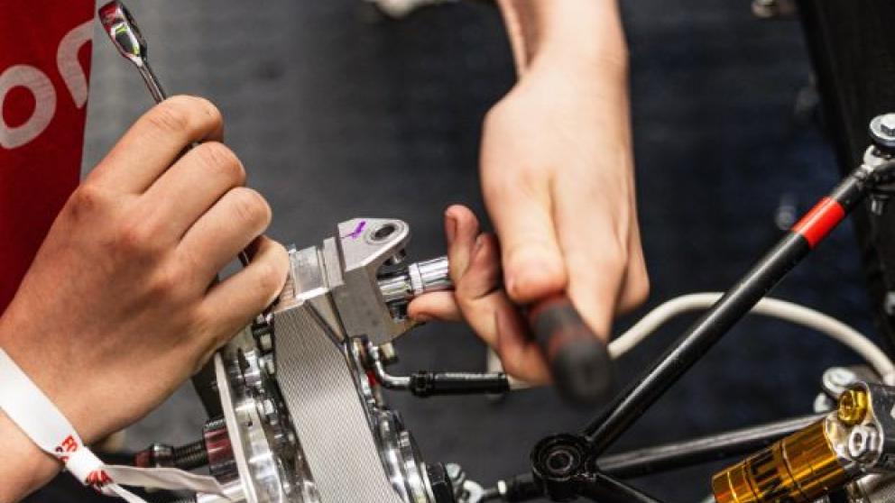 Student working on cabling 
