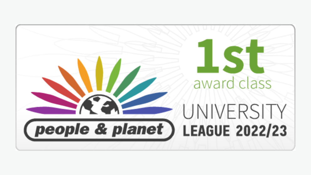 Image shows People and Planet 1st class University League 2023