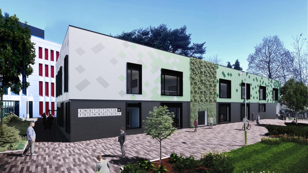a computer rendering of the Greater Manchester Institute of Technology of technology building easterly face 