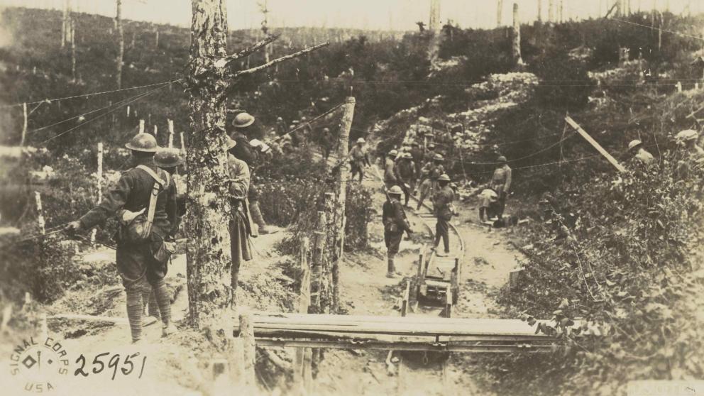 Archive image of the 325th Field Signal Battalion in France during the First World War