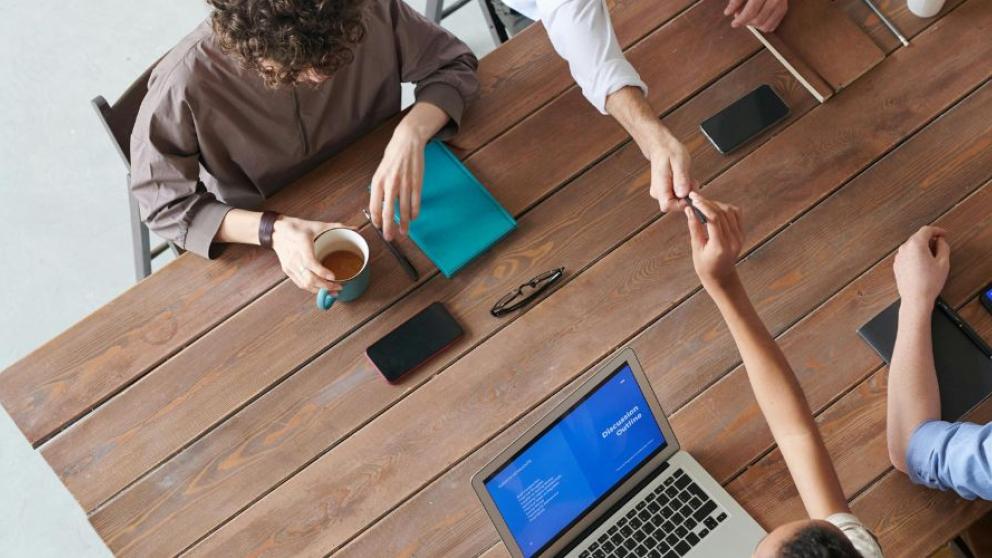 Working in collaboration at a desk