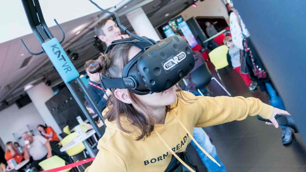 Person using VR headset 