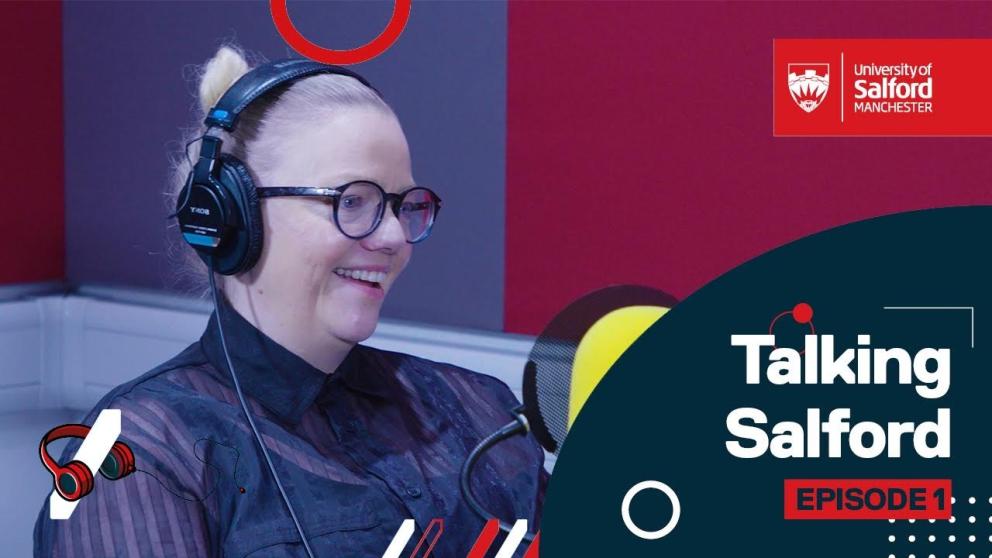 Jeanette Gamble on the set of Talking Salford