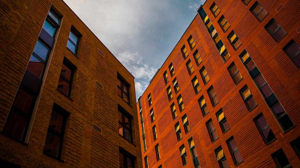 Exterior view of Peel Park Quarter accommodation