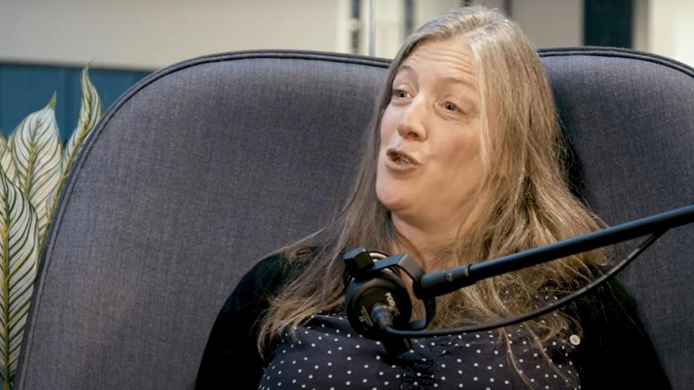 Microbiologist Professor Chloe James, speaking during a University of Salford podcast