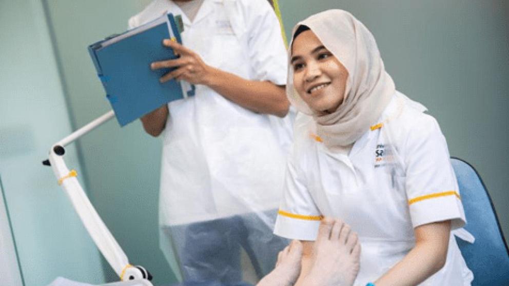 Podiatry student in clinic