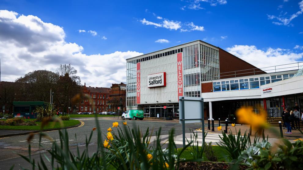 Front view of Maxwell Building at the University of Salford