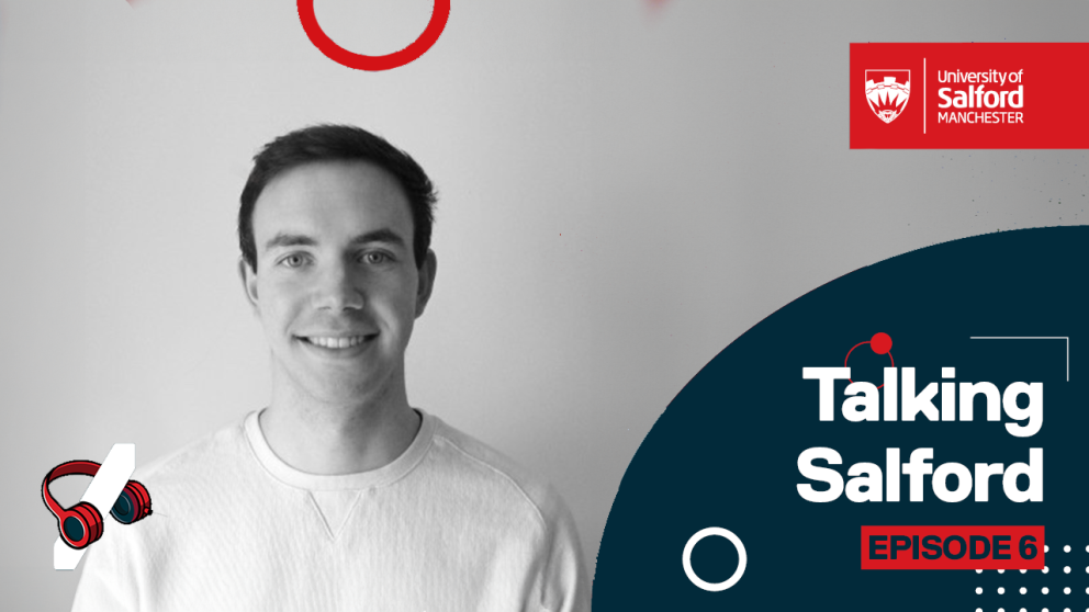 Michael Haley on a blank background with the podcast thumbnail 