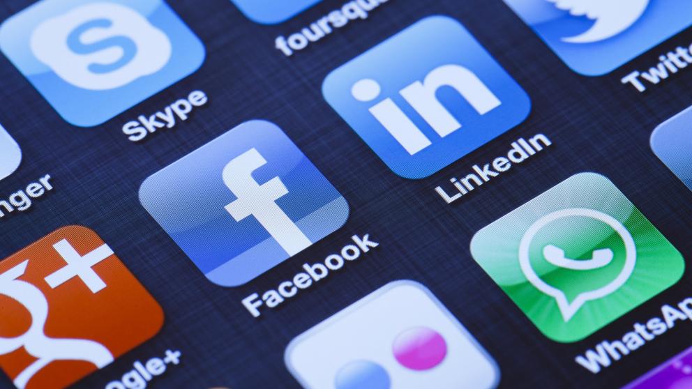 Photo background with social media icons