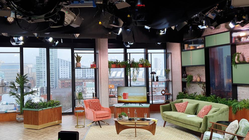 A tv set for BBC Morning Live in the ABC Buildings, Manchester