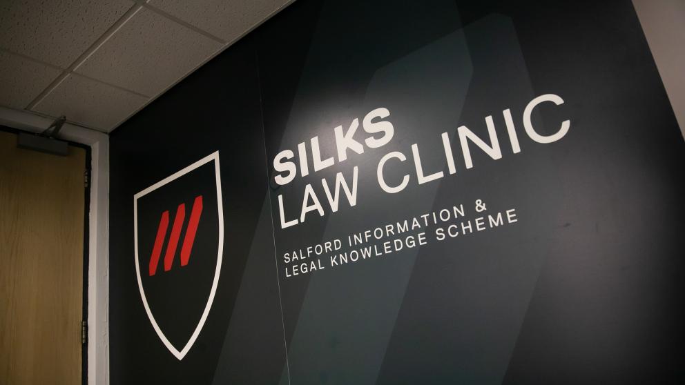 SILKS law clinic sign on wall