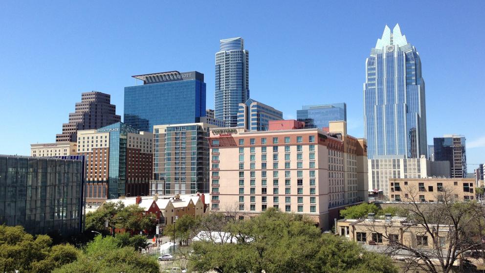 Row of high-rise buildings in Austin, Texas