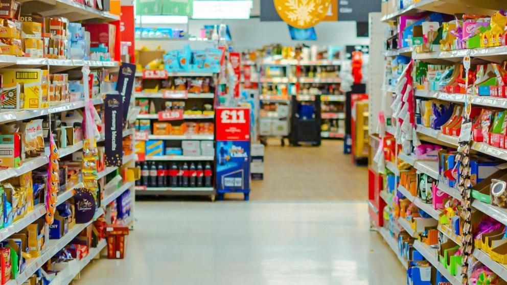 Biscuits aisle in a supermarket