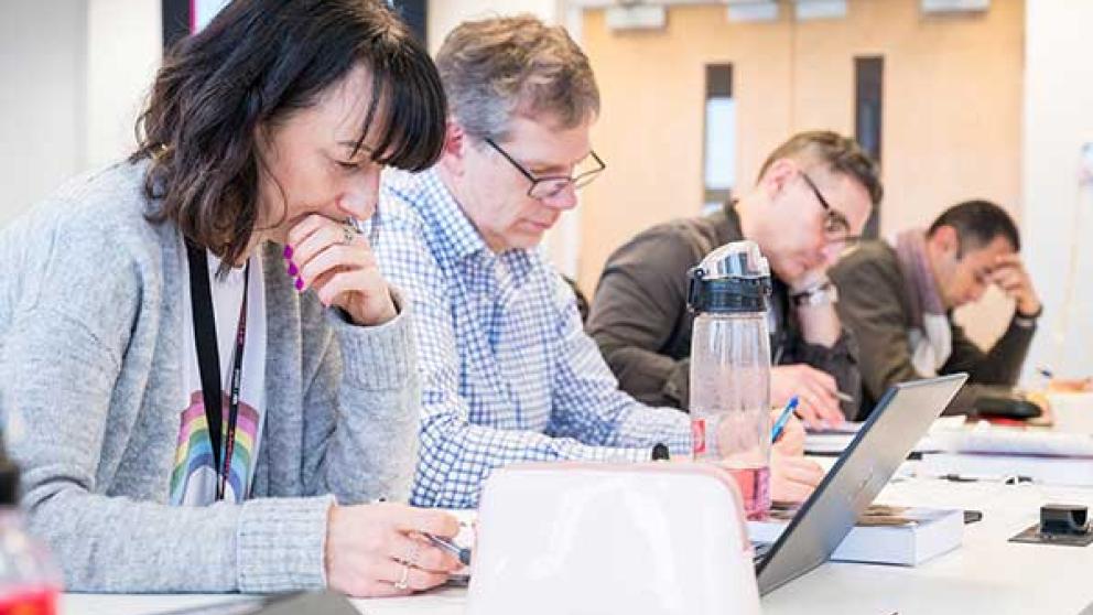 Mature students studying