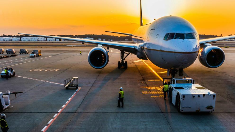 Plane waiting to take off at the airport