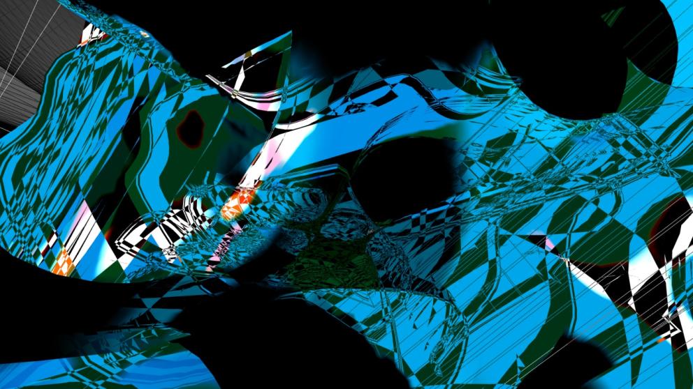 A blur of compressed images saturated in blue and black by Joe Beedles