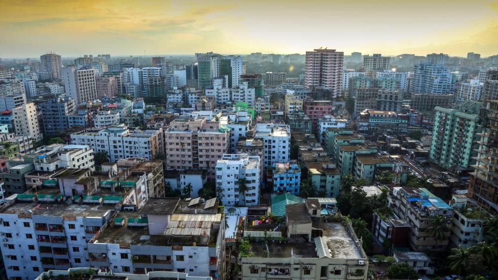Aerial view of buildings in Dhaka, Bangladesh