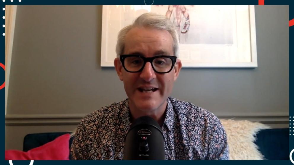 Mark Everson on camera for the Talking Salford podcast