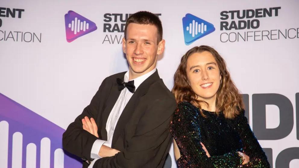 Matt Hallsworth and Issy Brand at the Student Radio Awards