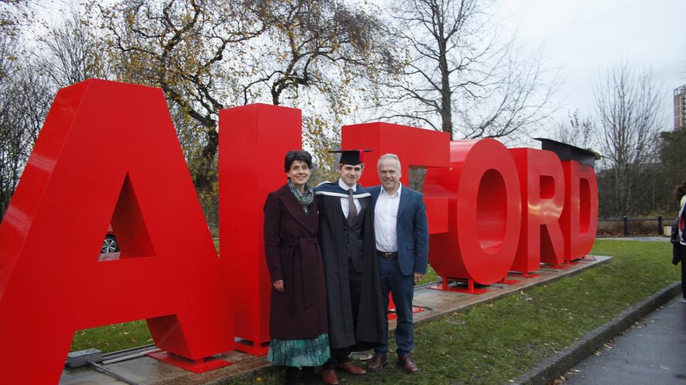 Jamie Geddes and his family after winter graduation