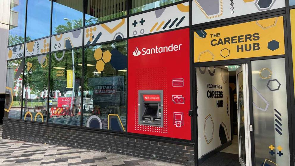 The entrance to the Careers Hub in the Lady Hale Building, University of Salford