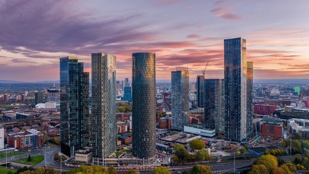 Manchester skyline with skyscrapers