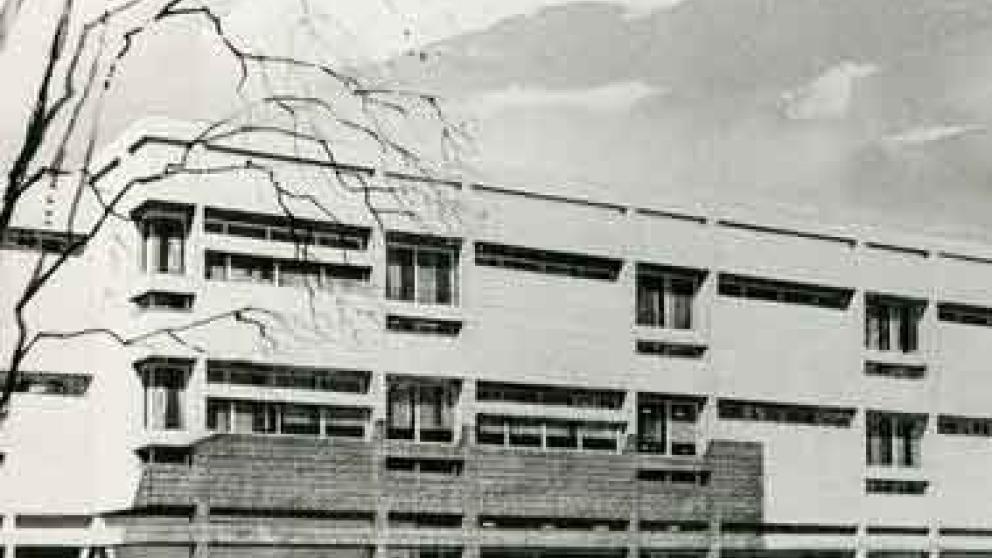 An artist's impression of Clifford Whitworth Library made in anticipation of its opening in 1971.
