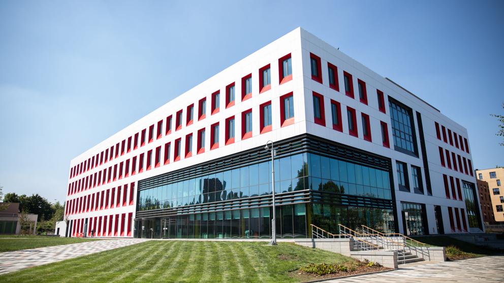 Exterior view of the Science, Engineering & Environment (SEE) Building, University of Salford
