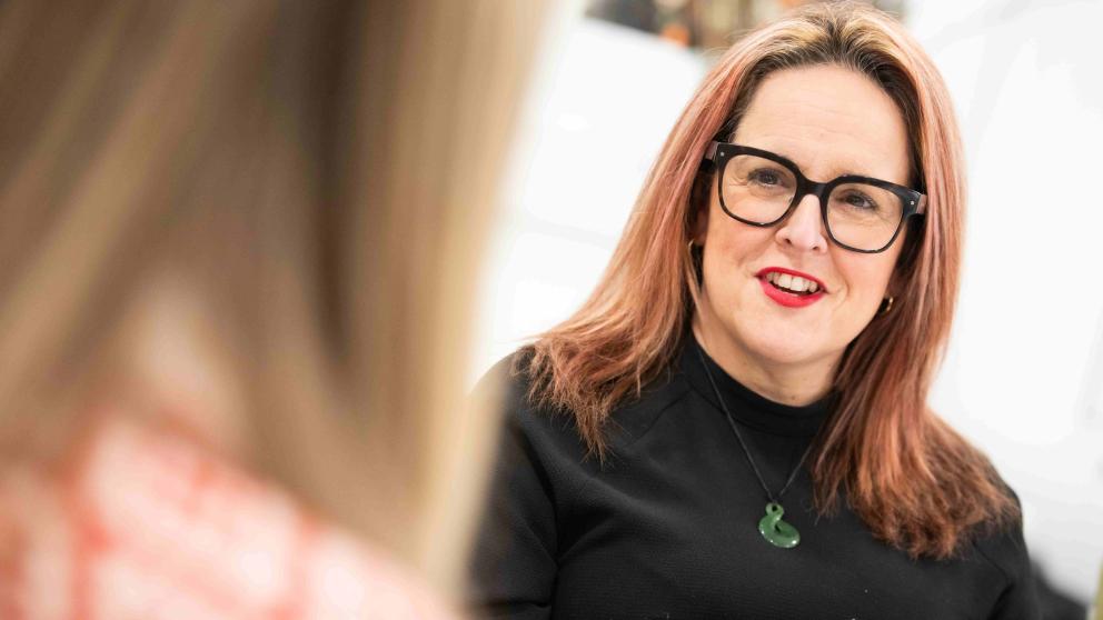 Professor Vanessa Heaslip in conversation with another colleague