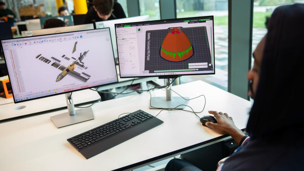 Aeronautical Engineering student working on their computer