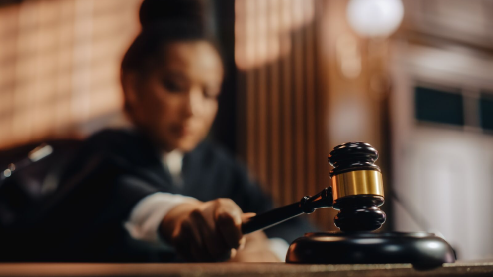 Judge in a courtroom