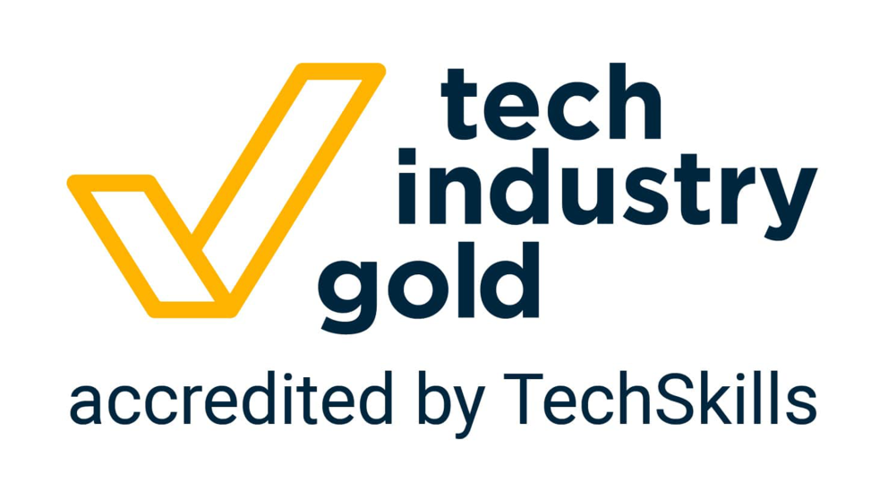 Tech industry gold (Accredited by TechSkills) logo