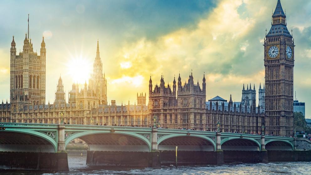 Houses of Parliament, Big Ben and Westminster Bridge, London