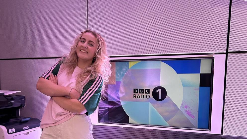 Darci Jackson in the BBC Radio 1 studios