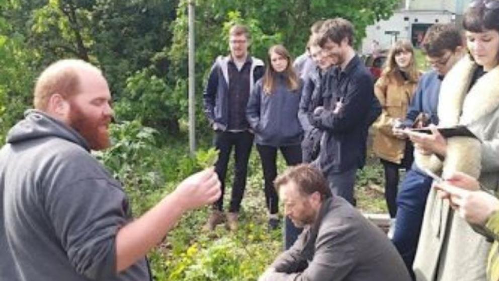 David Winnard showing off some nature on  walk in Peel Park.