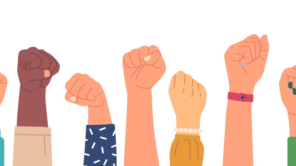 Hands in solidarity graphic