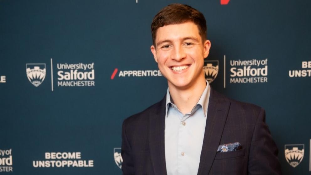 Harry Vaughton at the University of Salford Apprenticeship Awards