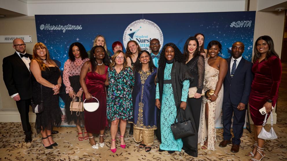 Staff and students at an awards ceremony