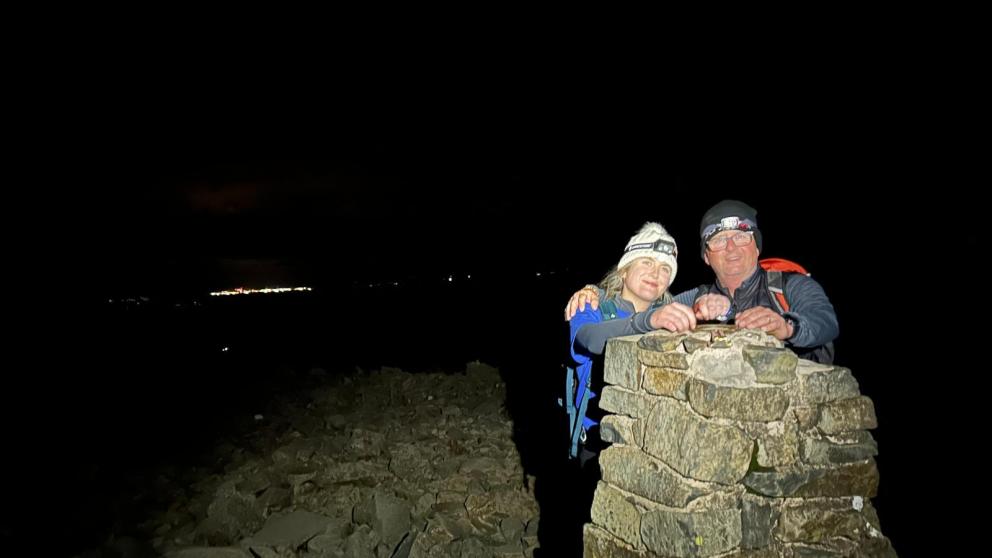 Jess Larbalestier and her dad at the top of Scafell Pike