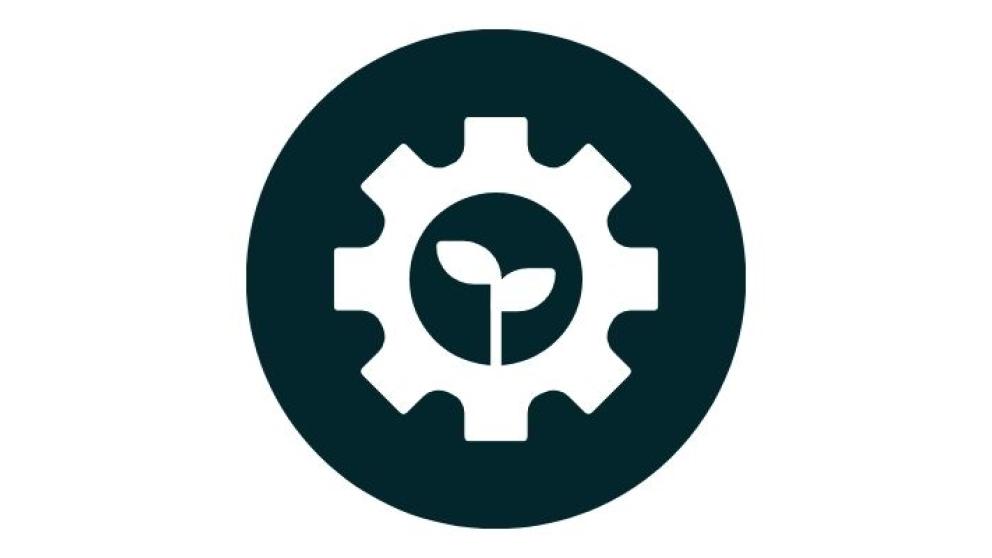 A cog with a plant shoot at the centre