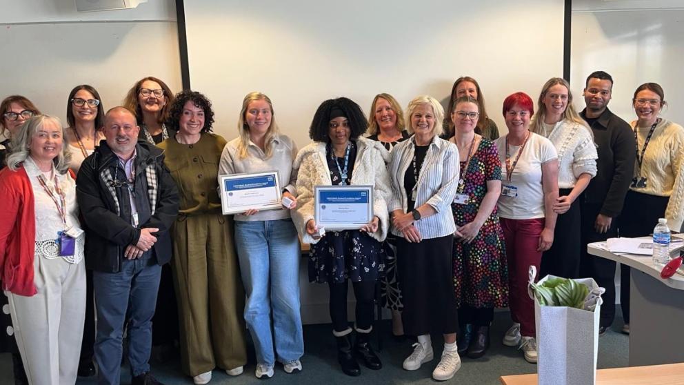 CNO award winners Melissa and Megan celebrate with their programme team