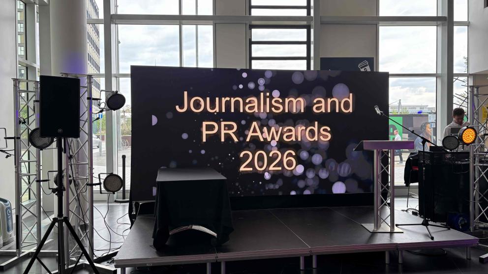 Stage set up for the Journalism and Public Relations Awards