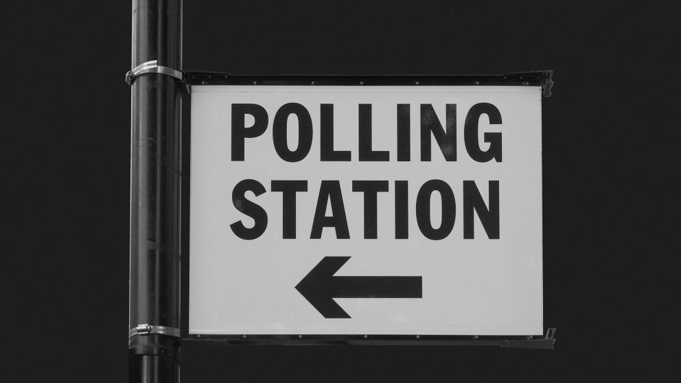 Polling station sign